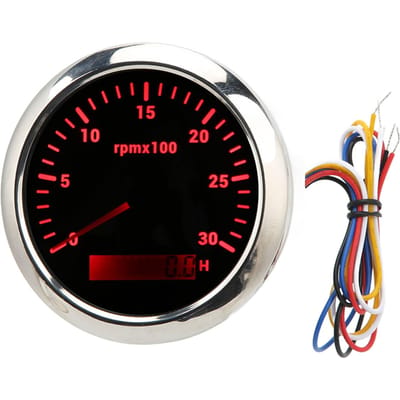 85mm Toerentalmeter 3000RPM Meter met Urenteller Rode Achtergrond DC 9‑32V voor Auto Camper Boot Jacht black