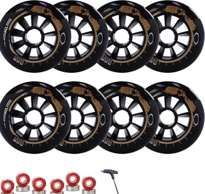 Skeelerwielen Set - Vervangende Wielen - Snel Skaten - Hoge Grip - 90 mm 8 Pack - Zwart