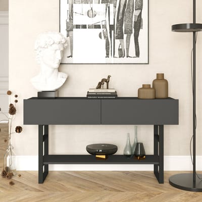 Console tafel sidetable Lappeenranta 139x43x76cm antraciet en zwart