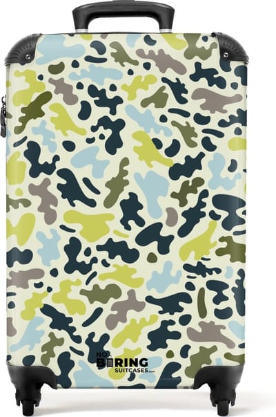 NoBoringSuitcases.com - Camouflage kinderkoffer jongens - Past binnen 55x40x20 cm en 55x35x25 cm - Travel bag suitcase - Handbagage koffertje kind - Trolley op wieltjes - Reiskoffer met wielen - Rolkoffer - Kindertrolley klein - Koffer kinderen
