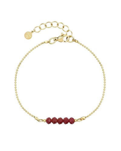 Mint15 Armband 'Little Sparkles' - Donkerrood - Goudkleur RVS/Stainless Steel