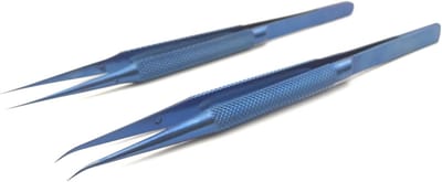 Precisie Pincet - Fijn Instrument - Elektronica Reparatie - 0.15 mm Rand - 14 cm Lengte - Blauw