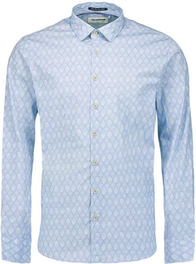 No Excess Overhemd Print Lichtblauw - Maat M - Heren - Overhemden Casual