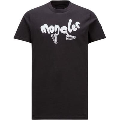 Moncler SS24 Bedrukt Logo Katoenen Ronde Hals Korte Mouw T-shirt Heren T-shirts Zwart J10918C000138390T998 L black