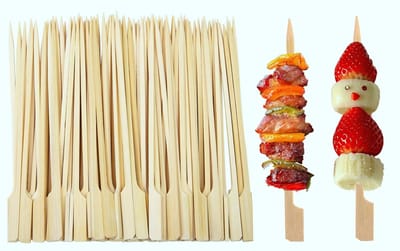 Dailygoods- Bamboe Spiesjes 200 Stuks - 18 cm - Houten Cocktailsticks - Saté Spiesjes - Barbecue Kebab Spiesjes - Platte Hamburgers Sticks