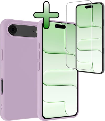 Hoesje Met Screenprotector - Geschikt voor Apple iPhone Air - Sterk & Shockproof - Back Cover - Siliconen Case - Telefoon Hoes - Lila