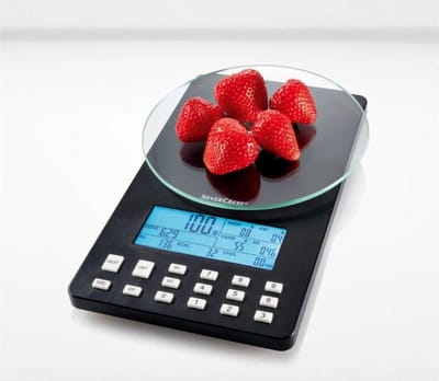 SILVERCREST® Keuken Weegschaal met voedingswaardeanalyse (Zwart) - Tara functie - Sport - fitness - Gezondheid - Max 5kg - Calorieën