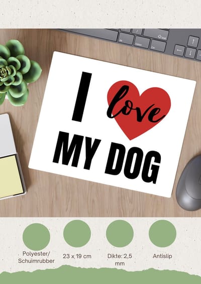 Akyol - i love my dog Muismat - Honden - honden liefhebbers - verjaardagscadeau - kado - gift - geschenk - 23 bij 19 cm