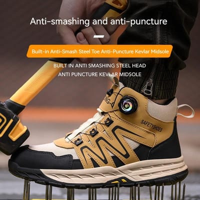 Chaussures de sécurité de qualité Baskets pour hommes Bottes de travail pour la construction Anti-perforation Anti-écrasement Industrie Chaussures de sécurité indestructibles 41 jaune