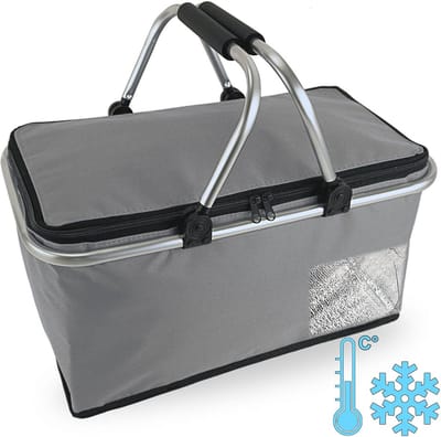Opvouwbare Boodschappenmand met Thermofunctie (30 Liter) - Isolerende Koeltas voor Boodschappen en Picknicks