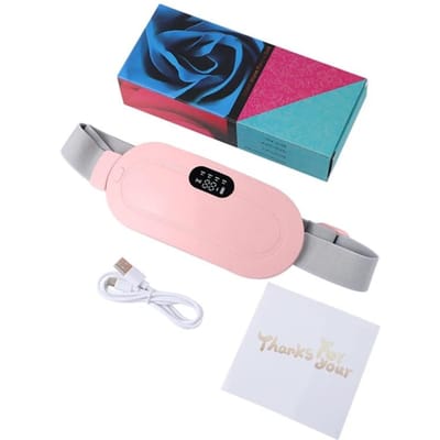 Menstruatie Verwarmingskussen Buikmassageapparaat Slimme Warm Paleis Riem Taille Vibratie Massageapparaat voor Krampen Menstruatiepijnverlichting roze