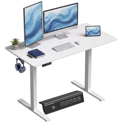 Elektrisch zit-sta bureau - In hoogte verstelbaar - Thuiswerkplek - 120x60 cm - Wit