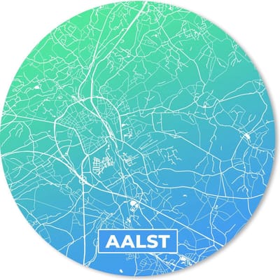 Muismat rond 20x20 cm - Mousepad Stadskaart - Aalst - Blauw - België - Ronde muismatten