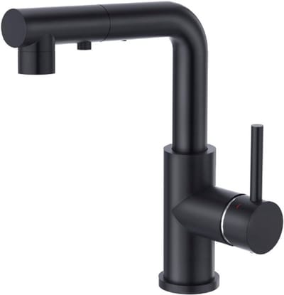 Thuys – Waterkraan Met Uittrekbare Douche – Mengkraan Voor Keuken Of Badkamer – Keukenkraan Mat – Zwart