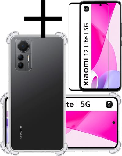 Hoesje - Met Screenprotector - Geschikt voor Xiaomi 12 Lite - Sterk & Shockproof - Siliconen Case - Back Cover - Telefoon Hoes - Shock Proof - Transparant