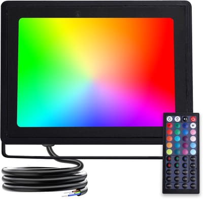 Aigostar 10J87 - RGB LED schijnwerper - Afstandsbediening - IP65 Waterdicht - Floodlight - Buitenlamp - Breedstraler - 50W