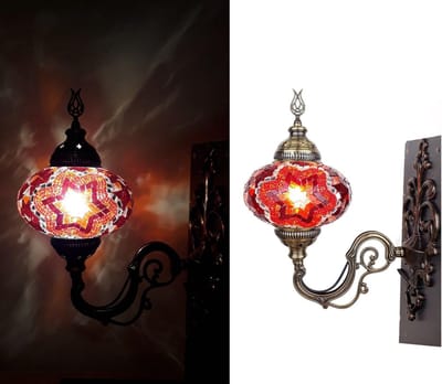 Turkse Wandlamp - Marokkaanse stijl - rood - Oosterse mozaïek - Sfeerverlichting