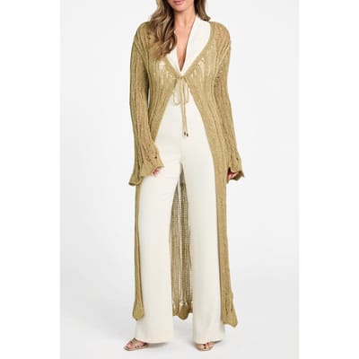 GUESS Lucky Ls Long Cardi Antique Gold Multi Größe: XXS | Leichte Jacken Outlet | Damen | Gelb