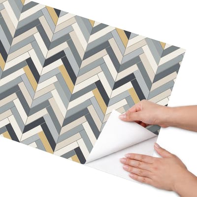 Coloray Meubel Wrap Folie - Romig Meubelfolie - 50x100 cm - Decoratiefolie Zelfklevend Dynamische visgraat - Meubelfolie Zelfklevend - Minimalist Meubelfolie - Wrapfolie Keuken - Wanddecoratie - Achtergronden en patronen