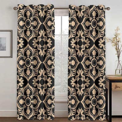 2 Panelen Luxe Zwart Goud Gordijnen Abstracte Geometrische Gordijnen voor Slaapkamer Woonkamer Keuken Vloer Raambekleding Gordijnen 2x50Wx50H(CM)&Hook