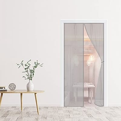 Opvouwbare magnetische hordeur voor frisse lucht - Insectenwerende gaas deur 90 x 250 cm Grijs