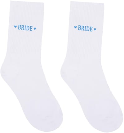 Dailygoods- Bruidssokken Zachte Katoenen - 1 Paar - Wit/Blauw - Huwelijkscadeau - Decoratie - Eenvoudig Ontwerp - Bruidscadeau
