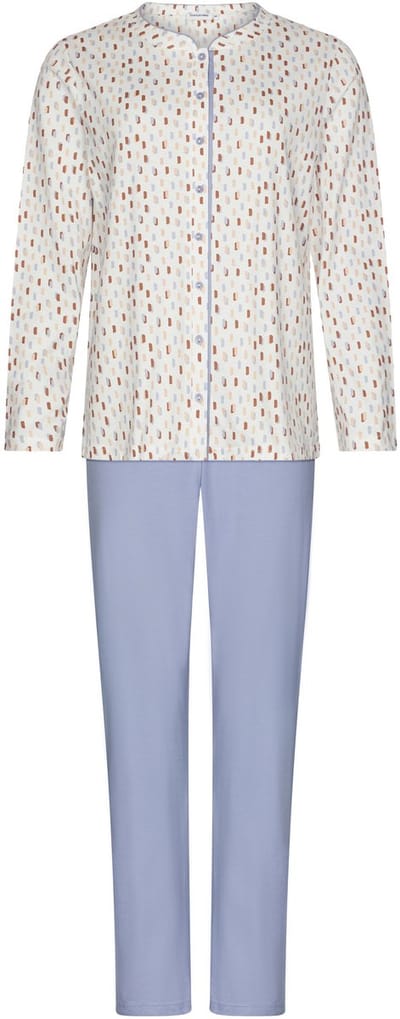 Pastunette - Tender - Pyjama - Katoen - Doorknoop - Wit/Blauw - Maat 36