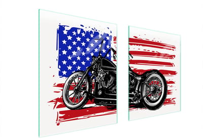 TMK ArtDeko Serie - Glazen Beschermplaat voor Fornuis - Motocross - 85x52 cm