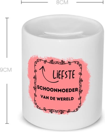 Akyol - de liefste schoonmoeder van de wereld Spaarpot - Schoonmoeder - de liefste schoonmoeder - moeder cadeautjes - moederdag - verjaardag - geschenk - kado - 350 ML inhoud