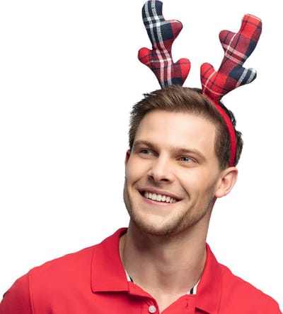 Boland - Diadeem Tartan reindeer - Één maat - Volwassenen - Unisex - Kerst