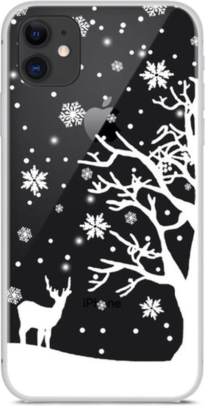 Peachy Kerst flexibel sneeuw hoesje winter case christmas geschikt voor iPhone 11 - Transparant