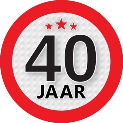 40 jaar leeftijd sticker - rond - Dia 9 cm - 40 jaar verjaardag - jubileum - leeftijd versiering