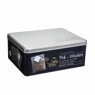 5Five Theedoos - 6-vaks - voor 100 theezakjes - metaal - 20,5 x 16 x 8,5 cm - theeblik