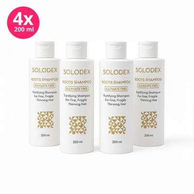 Solodex Roots Shampoo Combideal 4x 200 ml – Sulfaatvrije Shampoo tegen Haaruitval en voor Haargroei