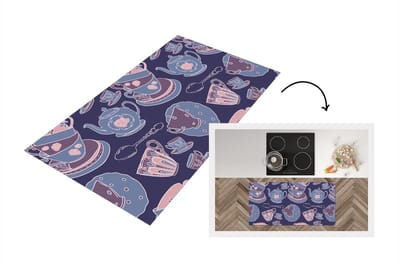 Keukenloper - Loper keuken - Patroon - Thee - Kop - Theepot - 120x60 cm - Keukenloper vinyl