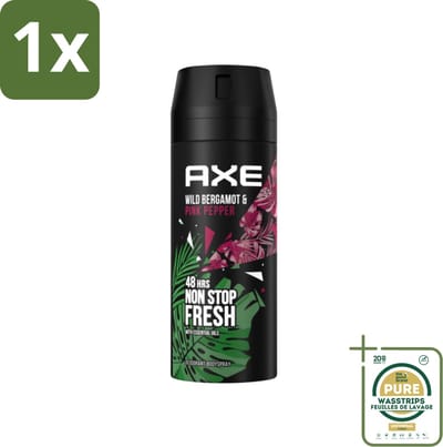 1 x Axe - Deodorant Bodyspray - 48hrs Fresh - Wild Bergamot & Pink Pepper - 150 ml- 48 Uur Bescherming - Zweetbestendig - Geurbestendig - Bergamot - Roze Peper