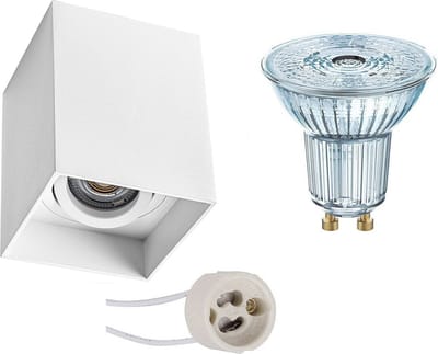 OSRAM - Opbouwspot Set - Parathom PAR16 940 36D - Proma Luxina Pro - GU10 Fitting - Dimbaar - Opbouw Vierkant - Mat Wit - 3.7W - Natuurlijk Wit 4000K - Verdiept - Kantelbaar - 90mm