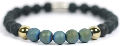Heren armband matte onyx - groen agaat - IbizaMen -19cm