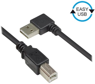 Easy-USB haaks naar USB-B kabel - USB2.0 - tot 0,5A / zwart - 0,50 meter
