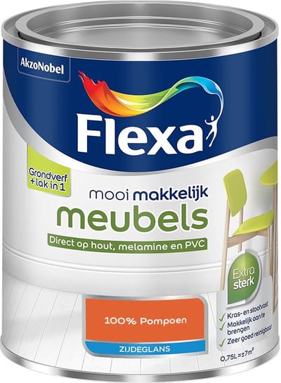Flexa - Mooi Makkelijk Meubels Zijdeglans - 100% Pompoen - Mengverf - 750 Ml