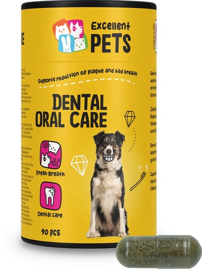 Excellent Pets Dental Care Hond & Kat 90 capsules - Gebitverzorging - Tandpasta vervanger - Frisse Adem, Gezond Tandvlees en Tegen Tandsteen en Tandplak - Dental Oral Care