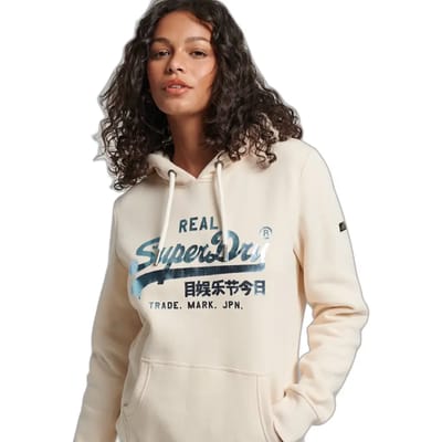 Superdry Vl Embellish Hood Dames Trui - Gebroken Wit - Maat XXS