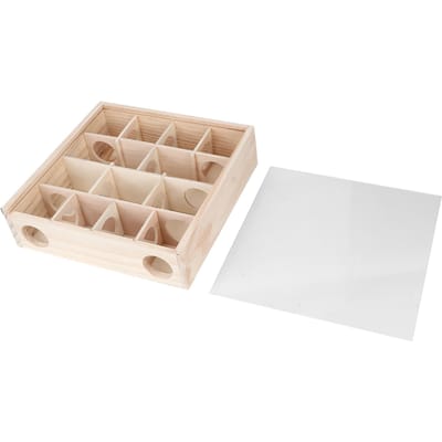 Labyrinthe pour Hamster Souris Bois Naturel Interactif Intelligent Jouet pour Animal de Compagnie avec Verre Acrylique blanc