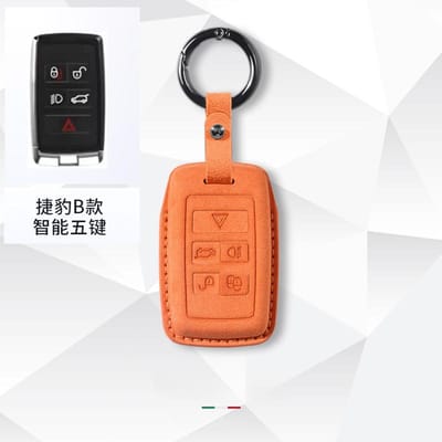 Suède Leer Auto Sleutelhoesje Cover Voor Land Rover Range Rover Sport Velar Evoque Freelander2 Discovery Jaguar Xfl Xf Xj Xjl Xe Xel for land rover orange