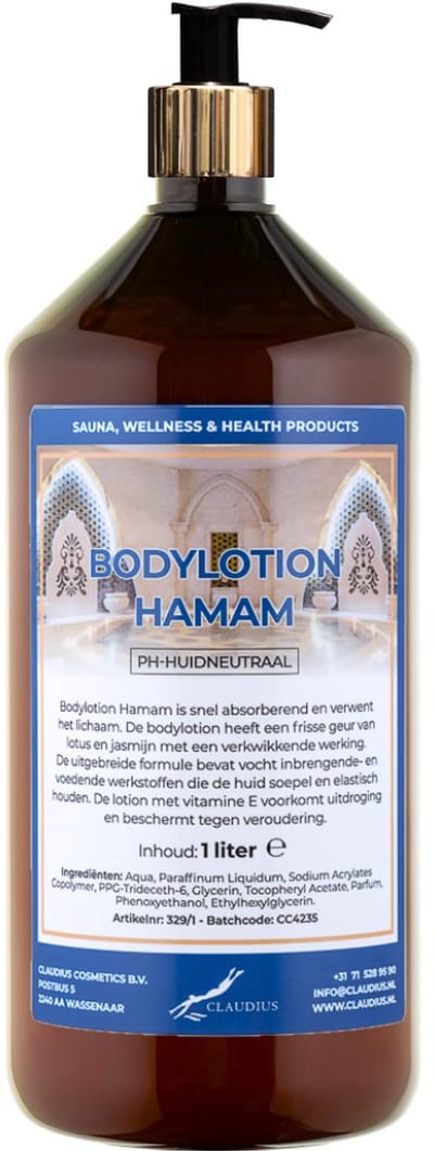 Bodylotion Hamam 1 liter met gouden pomp
