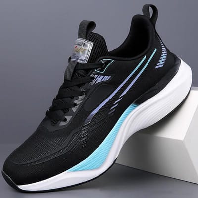 Lichtgewicht Heren Luchtkussen Hardloopschoenen Outdoor Ademend Slijtvast Tennis Sneakers Antislip Marathon Heren Sportschoenen 39 zwart