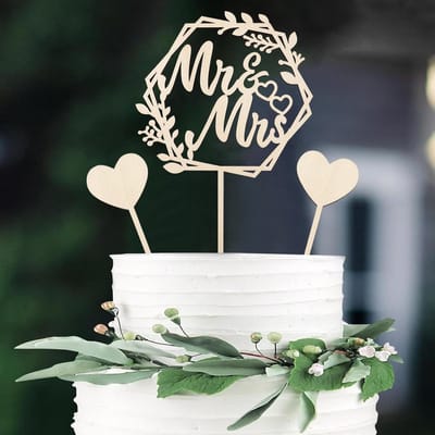 Houten taarttoppers voor bruiloft, 3 stuks, taartdecoratie voor bruiloft, bruidstaart, decoratie Mr & Mrs, hart-taartsteker, bruiloften, taarttoppers, bruidstaarten, decoratie voor verloving