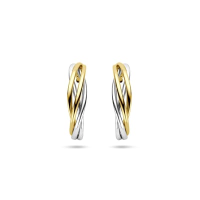 14K bicolor gouden geel/wit stekeroorringen 17 mm - 4209105