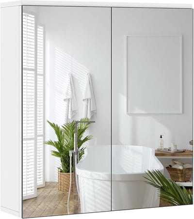 SCH® Spiegelkast Badkamer - Spiegelkast - Wit - ‎15cm x 63cm x 65cm