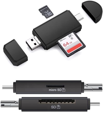 SD & TF-kaartlezer 3-in-1 – USB / USB-C / Micro-USB OTG – Geheugenkaartlezer voor SD & Micro SD (TF) – Smartphone, Tablet en Laptop Adapter